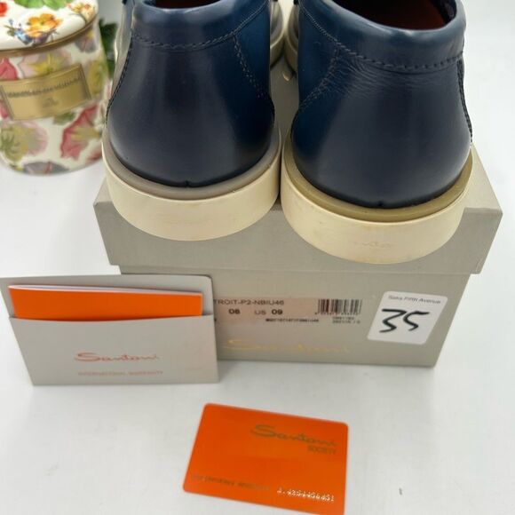 Men's Santoni Detroit, leather loafers size 9 US made in Italy - Picture 8 of 10